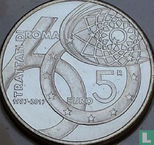 Italië 5 euro 2017 "60th anniversary of the Treaty of Rome" - Afbeelding 1