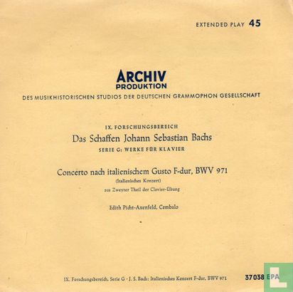 Concerto nach italienischem Gusto aus Zweyler Theil der Clavier Ubung F-dur, BWV 971  - Afbeelding 1