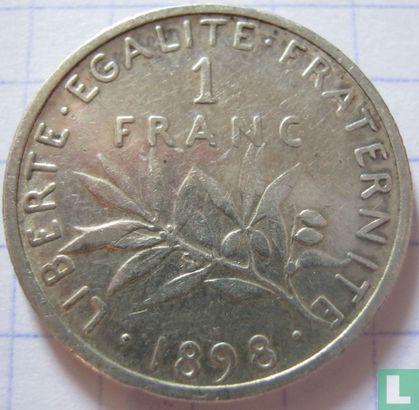 France 1 franc 1898 - Image 1