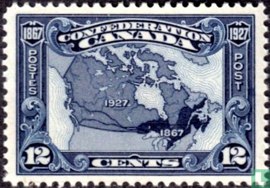 Landkaart van Canada 1867-1927