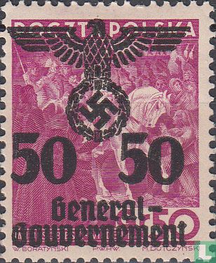 timbre polonais avec overprint