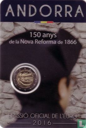 Andorra 2 euro 2016 (coincard - Govern d'Andorra) "150 years of the New Reform of 1866" - Afbeelding 1