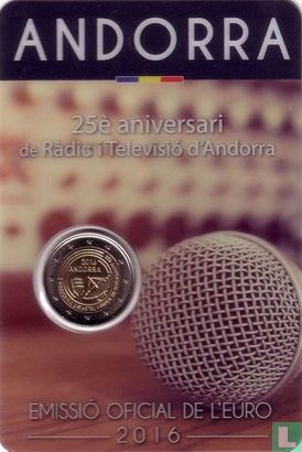 Andorra 2 Euro 2016 (Coincard - Govern d'Andorra) "25th anniversary of Andorran radio and television" - Bild 1