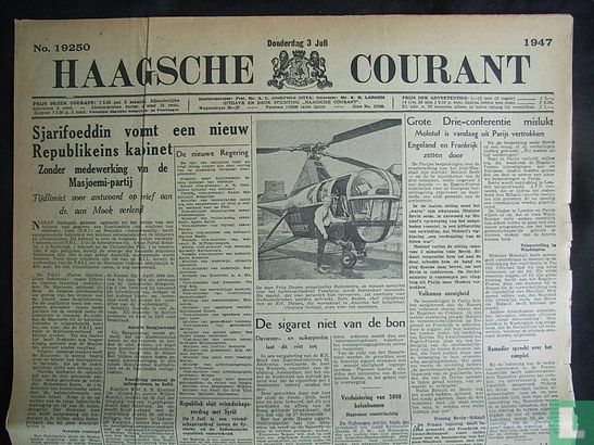 Haagsche Courant 19250 - Afbeelding 1