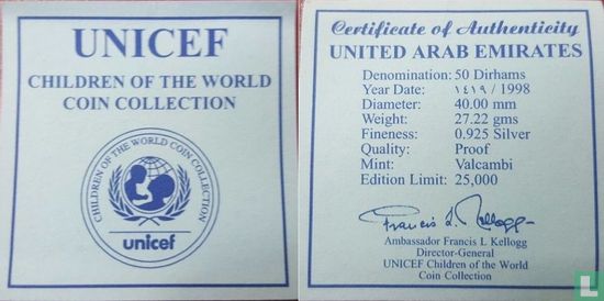 Vereinigte Arabische Emirate 50 Dirham 1998 (AH1419 - PP) "50 years of UNICEF" - Bild 3
