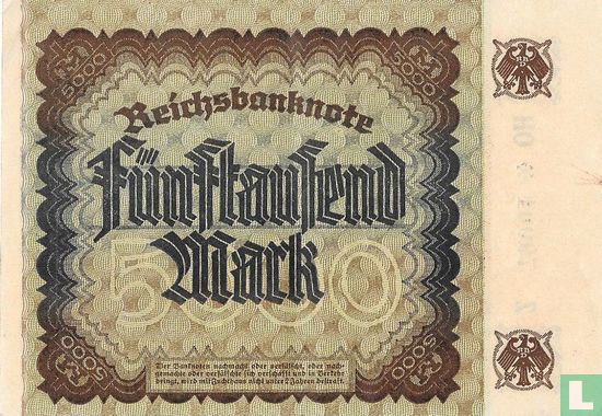 Reichsbank 5000 Mark 1922 (P.81b -Ros 80b) - Afbeelding 2