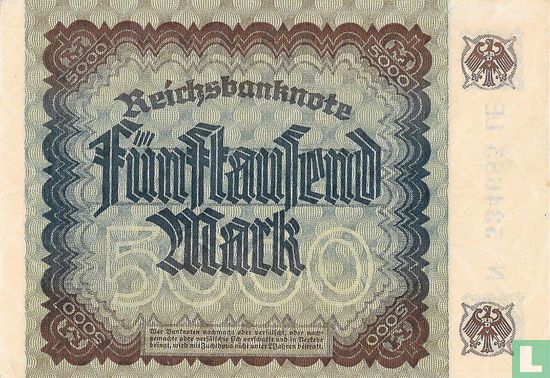Reichsbank 5000 Mark 1922 (P.81c - Ros.80d) - Image 2