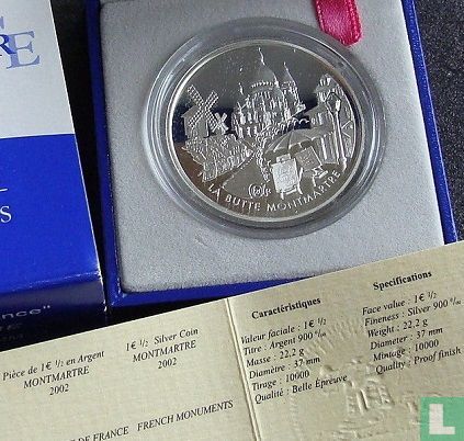 France 1½ euro 2002 (PROOF) "La Butte Montmartre" - Image 3