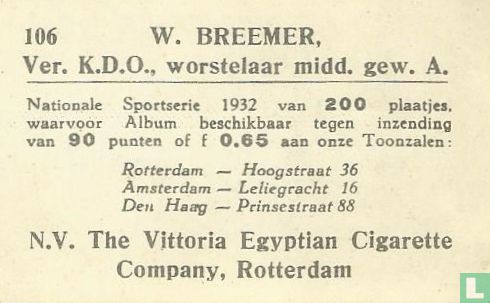 W. Breemer, Ver. K.D.O., worstelaar midd. gew. A - Image 2