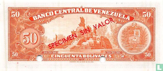 Venezuela 50 Bolivares 1961 Specimen - Image 2