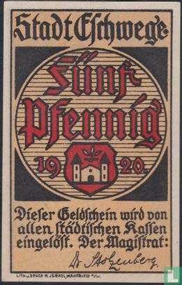 Eschwege 5 Pfennig 1920 - Afbeelding 1