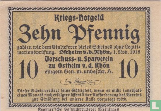 Ostheim vd Rhön 10 pfennig 1918 - Afbeelding 1