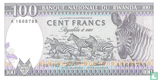 Rwanda 100 Francs 1982 - Image 1