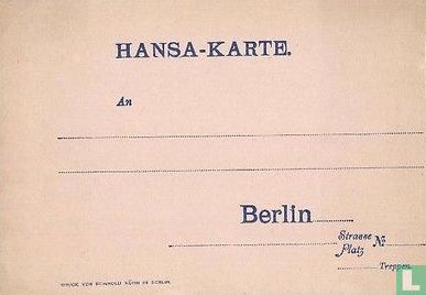 Berlijnse Transportautoriteit HANSA, zoner waardeaanduiding