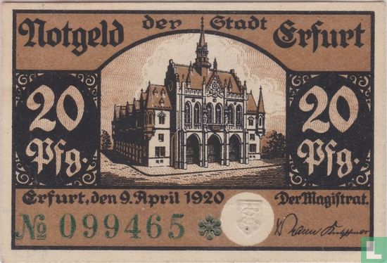 Erfurt 20 pfennig 1920 - Afbeelding 1