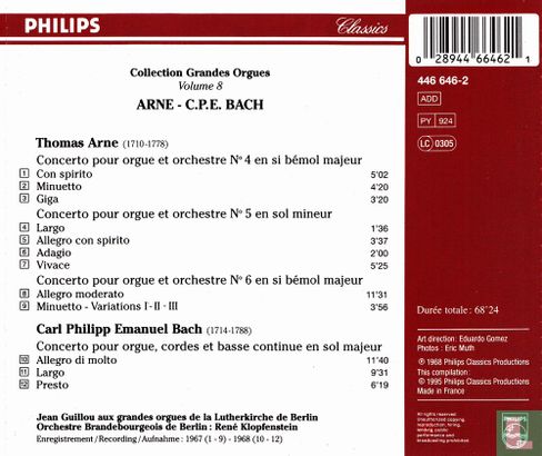 Arne - C.P.E. Bach    Concertos for Organ - Afbeelding 2