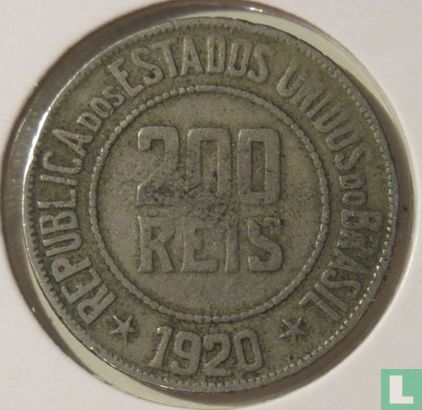 Brazilië 200 réis 1920 - Afbeelding 1