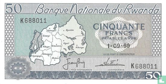 Rwanda 50 Francs 1969 - Afbeelding 1