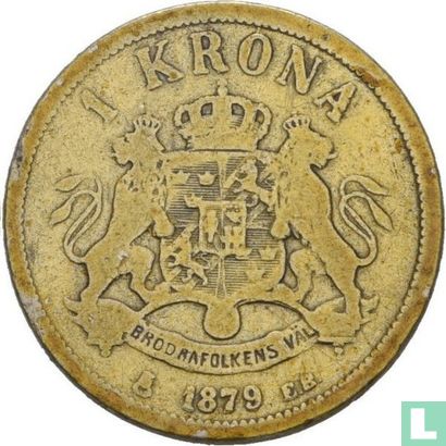 Suède 1 Krona 1879 - Image 1