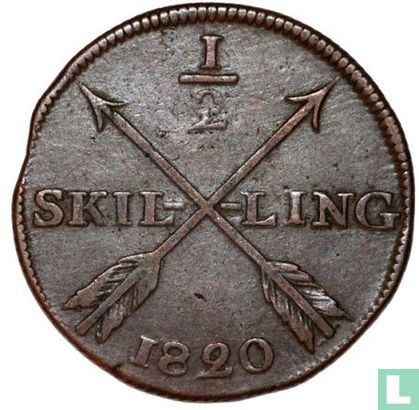 Sweden ½ Skilling 1820 - Image 1