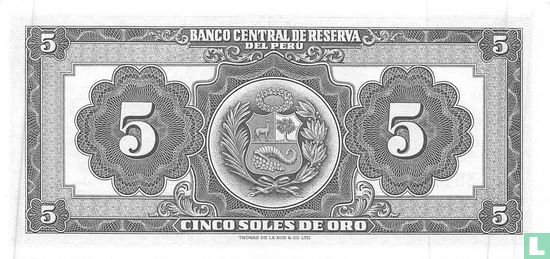 Pérou 5 Soles de Oro 1966 - Image 2