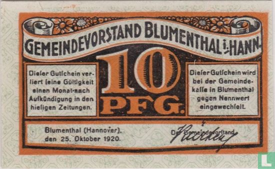 Blumenthal 10 pfennig 1920 - Afbeelding 1