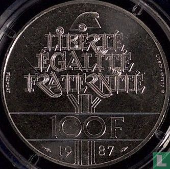 Frankrijk 100 francs 1987 (Piedfort - zilver) "230th anniversary of the birth of La Fayette" - Afbeelding 1