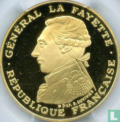 Frankreich 100 Franc 1987 (Gold) "230th anniversary of the birth of La Fayette" - Bild 2