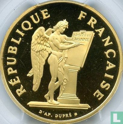 Frankrijk 100 francs 1989 (goud) "Bicentenary of the Declaration of Human Rights 1789 - 1989" - Afbeelding 2