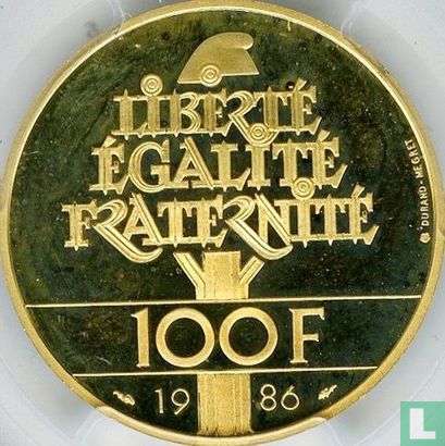 Frankreich 100 Franc 1986 (Gold) "Centenary Statue of Liberty 1886 - 1986" - Bild 1