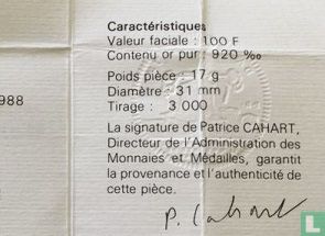 France 100 francs 1988 (gold) "Fraternity" - Image 3