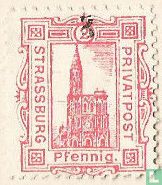 Hoofdkerk van Strassburg (pfennig), met opdruk