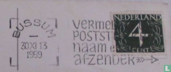 Bussum 30 XI 13 1959/Vermeld postcode, naam en afzender