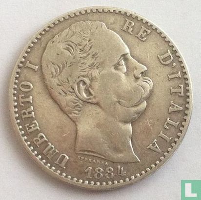 Italië 2 lire 1884 - Afbeelding 1