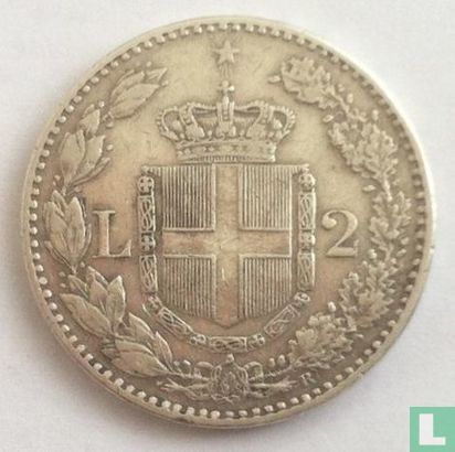 Italië 2 lire 1887 - Afbeelding 2