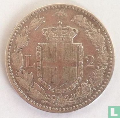 Italië 2 lire 1881 - Afbeelding 2