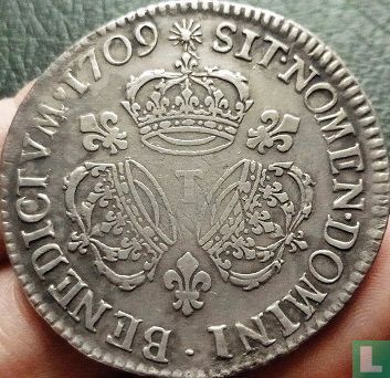 Frankreich 1 Ecu 1709 (T - mit 3 Kronen) - Bild 1