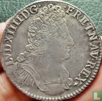 Frankreich 1 Ecu 1709 (T - mit 3 Kronen) - Bild 2