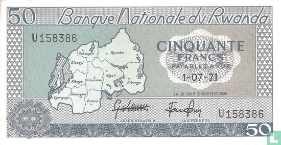 Rwanda 50 Francs 1971 - Afbeelding 1