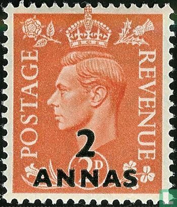 Koning George VI met opdruk   - Afbeelding 1