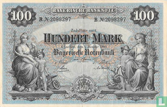 Beieren, Notenbank 100 Mark - Afbeelding 1
