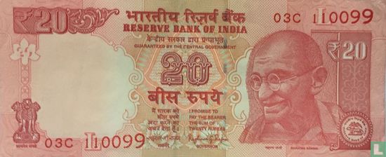 India 20 Rupees 2016 (L) - Afbeelding 1