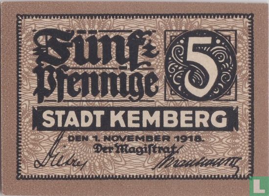 Kemberg Stadt 5 pfennig 1918 - Afbeelding 1