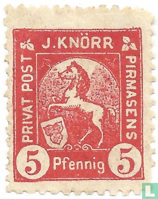 Jumping horse with coat of arms