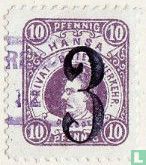 Woman's head with crown (with overprint)  