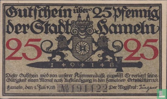 Hameln, Stadt 25 Pfennig 1918 - Afbeelding 1