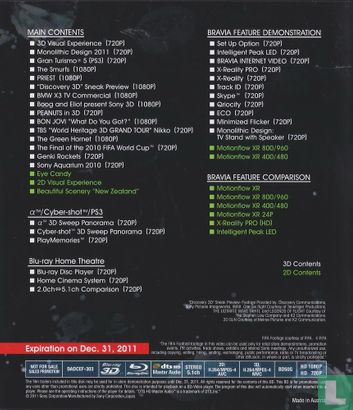2011 Sony Demonstration Disc Vol. 1 3D/2D Edition - Bild 2