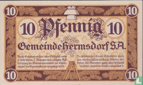 Hermsdorf, Gemeinde 10 Pfennig 1919 - Afbeelding 2
