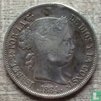 Espagne 40 centimos de escudo 1864 - Image 1