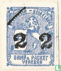 Lion with figure (with overprint and streak)